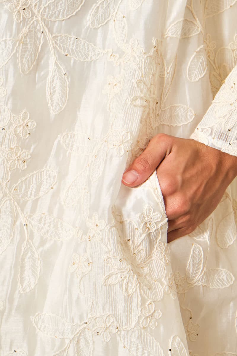 Sutra Blouse & Skirt - Cream/Ecru - Image 6