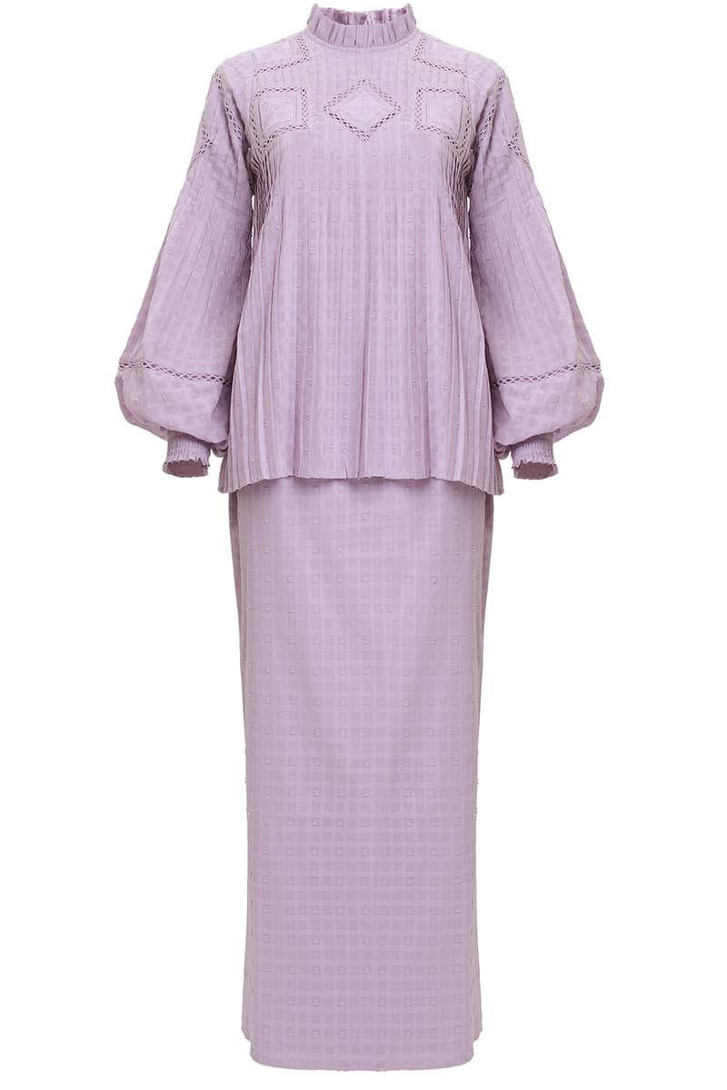 COTTON Velira Blouse & Skirt - Lilac - Image 2