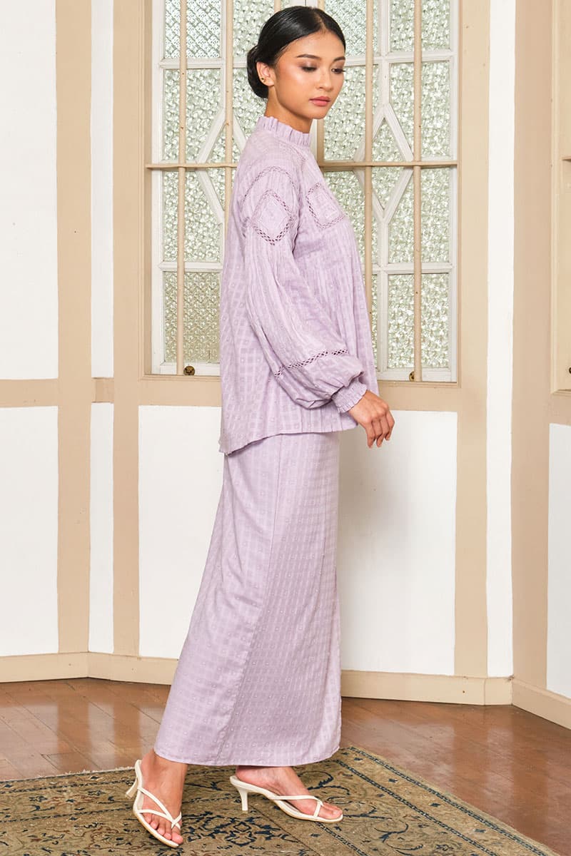 COTTON Velira Blouse & Skirt - Lilac - Image 3