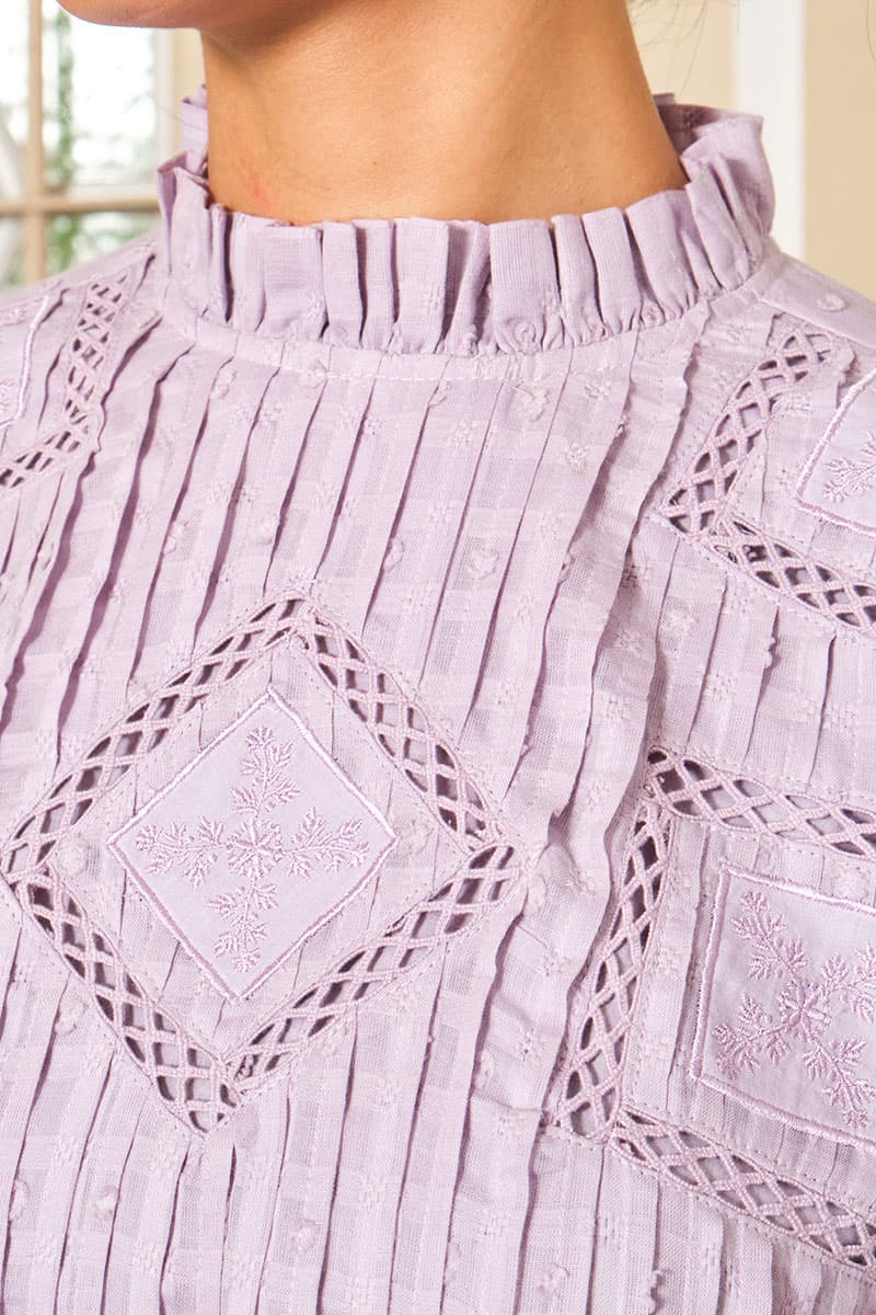 COTTON Velira Blouse & Skirt - Lilac - Image 5