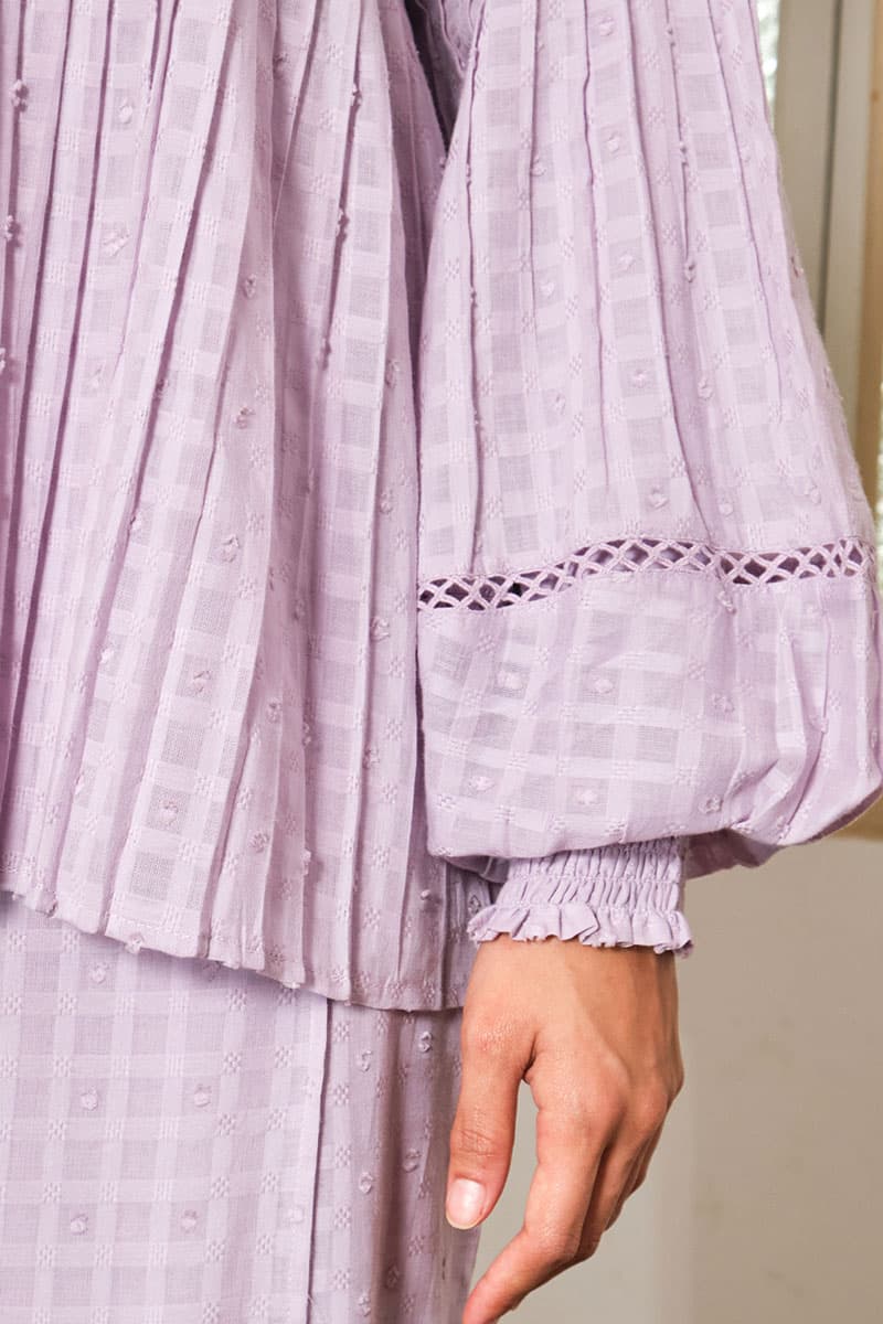 COTTON Velira Blouse & Skirt - Lilac - Image 6