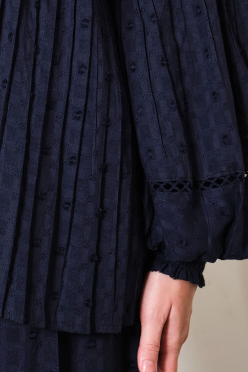 COTTON Velira Blouse & Skirt - Midnight Blue - Image 6