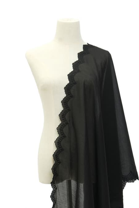 Thalita Embroidered Selendang - Black