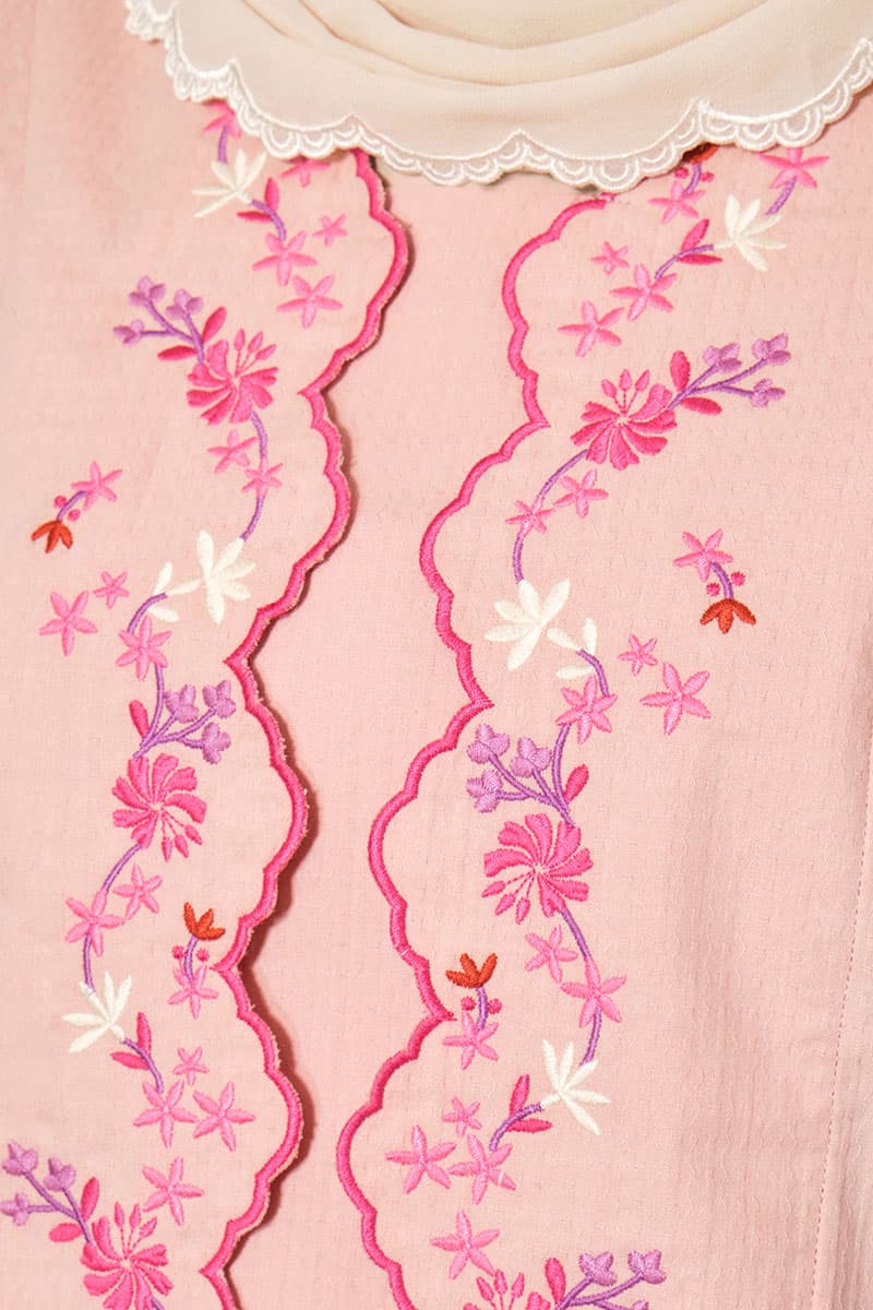 COTTON Efrytra Blouse & Skirt - Powder Pink/Rose Check - Image 5