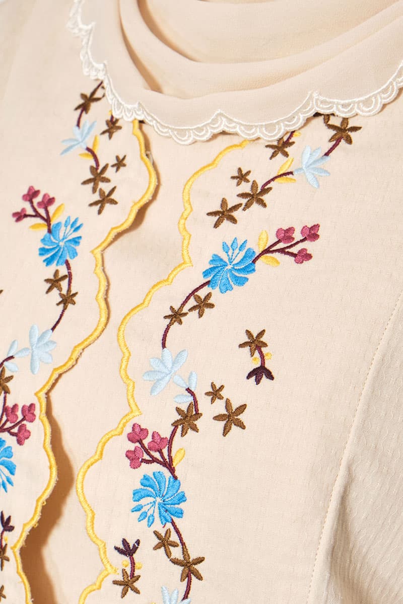 COTTON Efrytra Blouse & Skirt - Beige/Mustard Check - Image 5