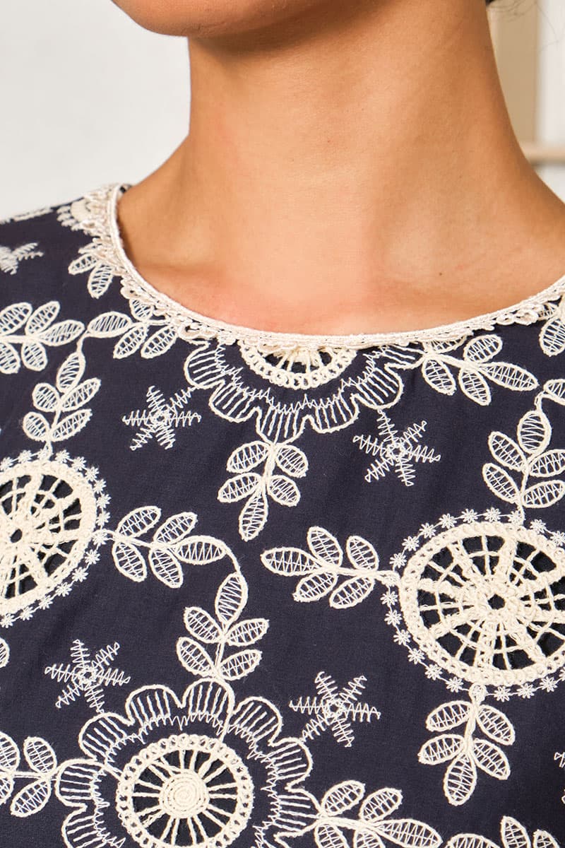 COTTON Alunira Blouse & Skirt - Midnight Blue - Image 5