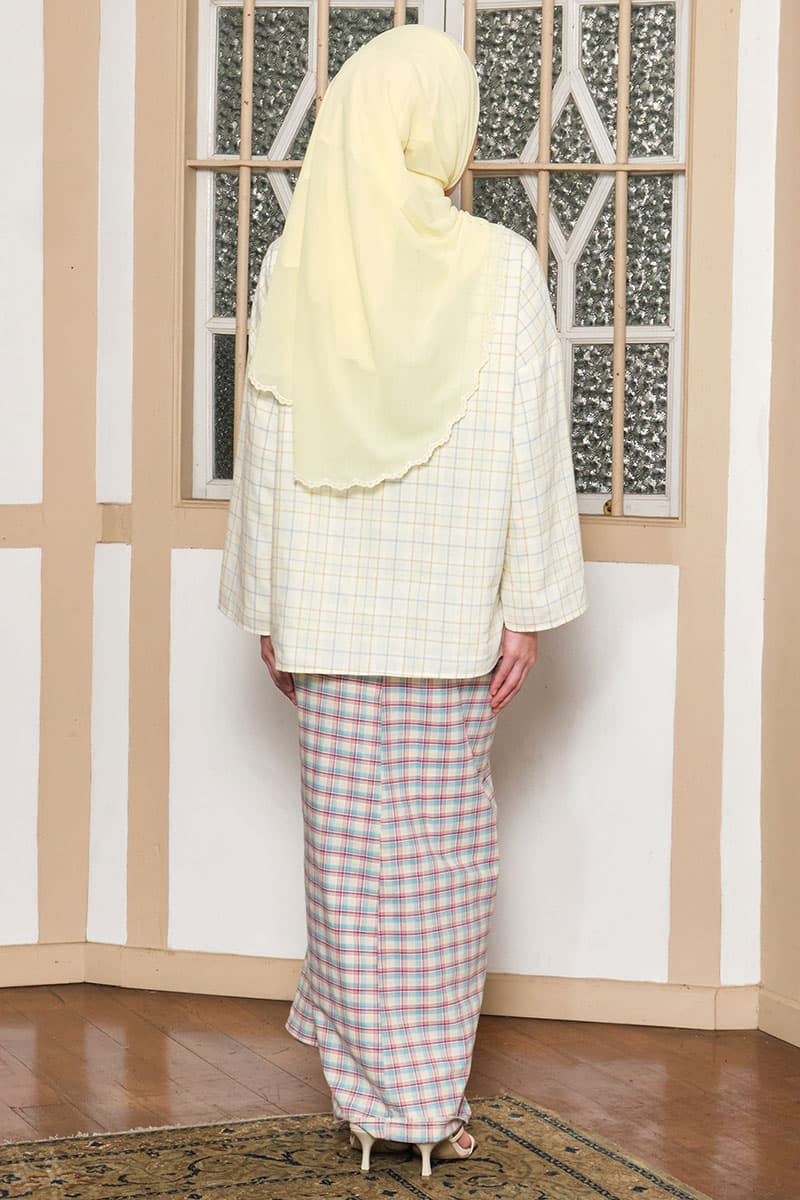 COTTON Calysta Blouse & Skirt - Yellow/Pink/Blue Plaid - Image 4