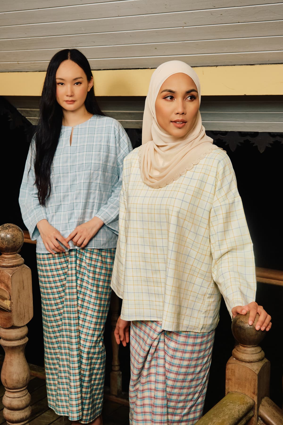 COTTON Calysta Blouse & Skirt - Yellow/Pink/Blue Plaid - Image 7