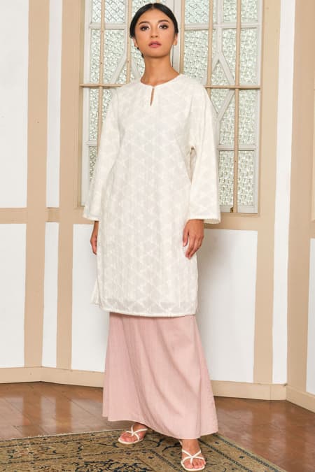 COTTON Lany Blouse & Skirt - Cream/Pink