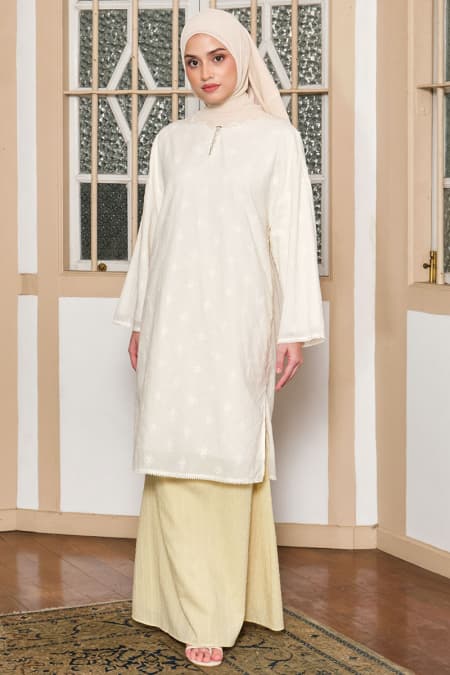 COTTON Tyma Blouse & Skirt - Cream/Lime Ice