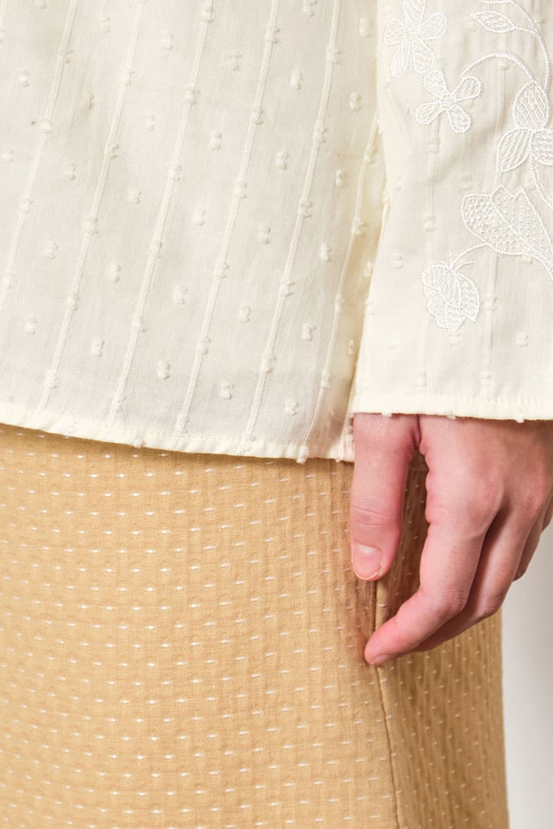 COTTON Ayunda Blouse & Skirt - Cream/Khaki - Image 5