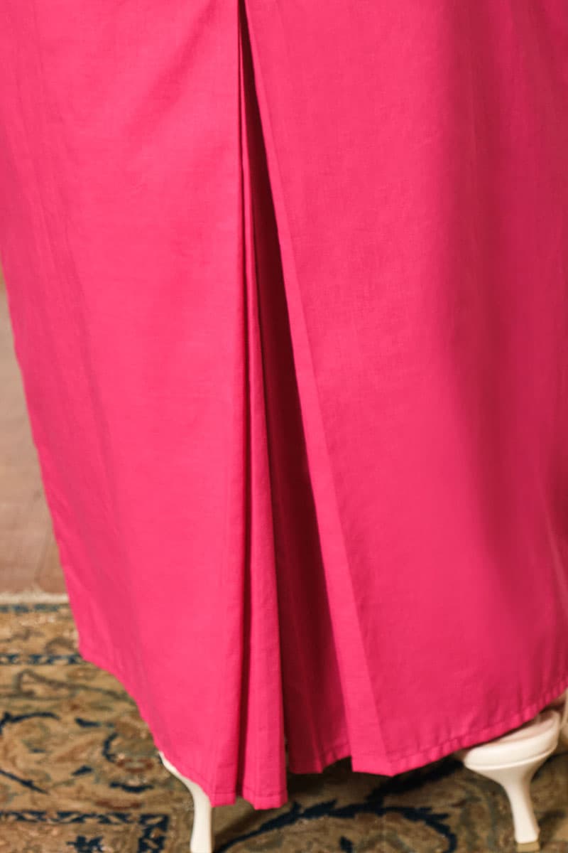 COTTON Salinda Blouse & Skirt - Cream/Fuchsia - Image 6