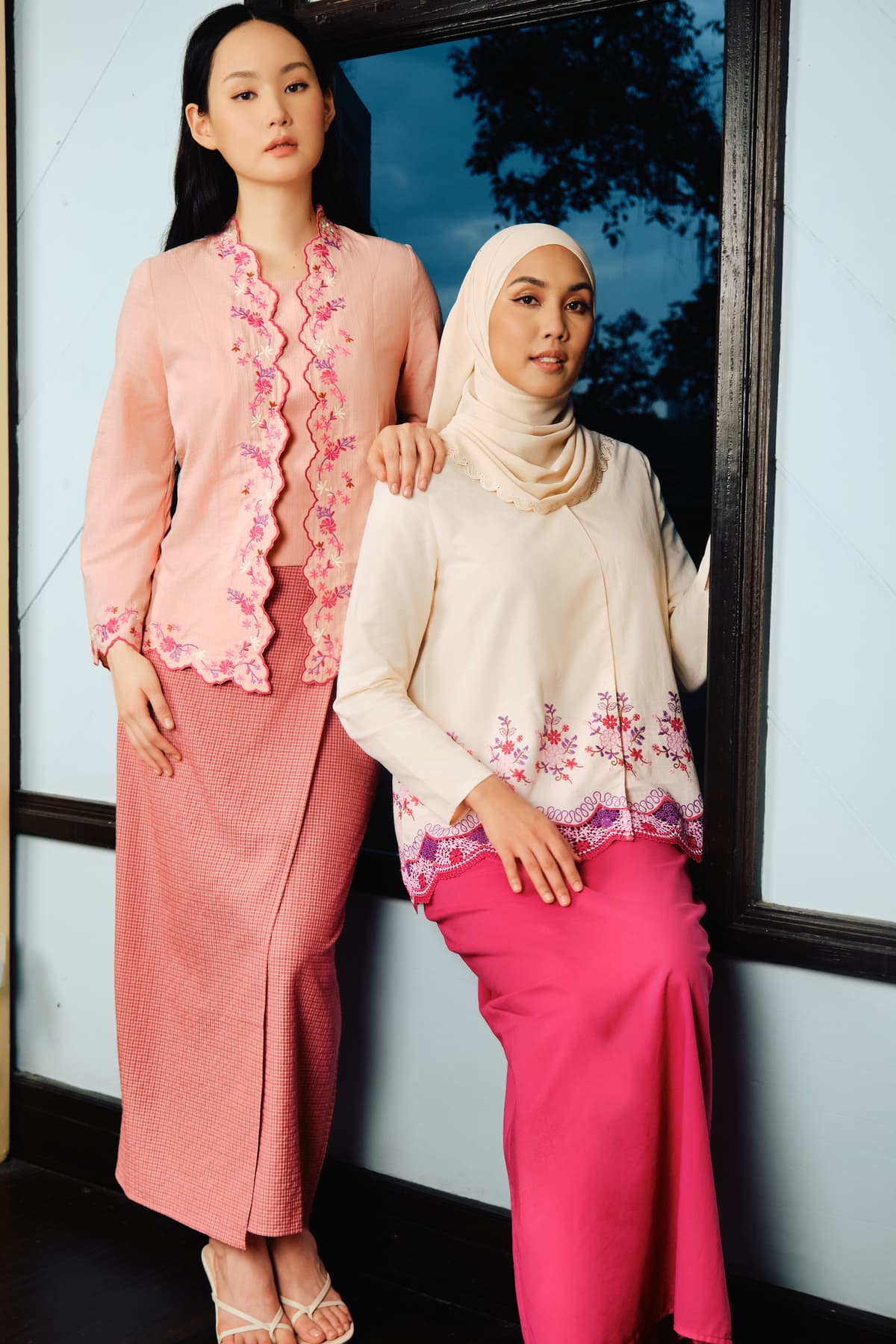 COTTON Salinda Blouse & Skirt - Cream/Fuchsia - Image 8