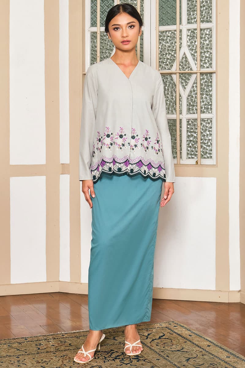 COTTON Salinda Blouse & Skirt - Ice Blue/Teal - Image 1