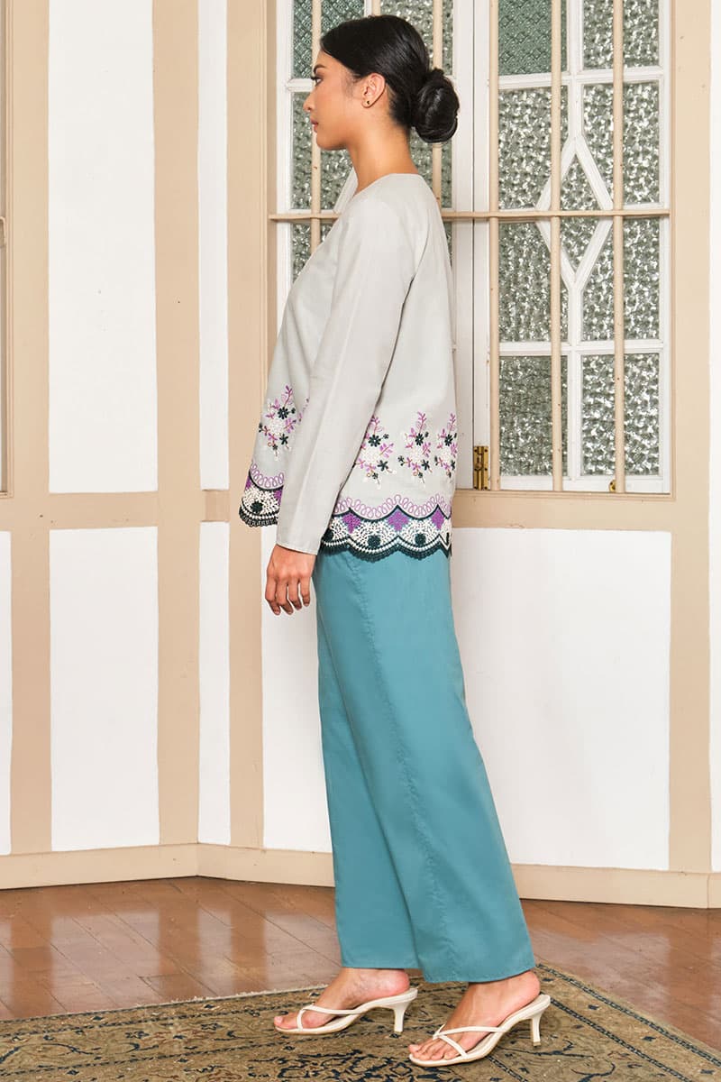 COTTON Salinda Blouse & Skirt - Ice Blue/Teal - Image 3