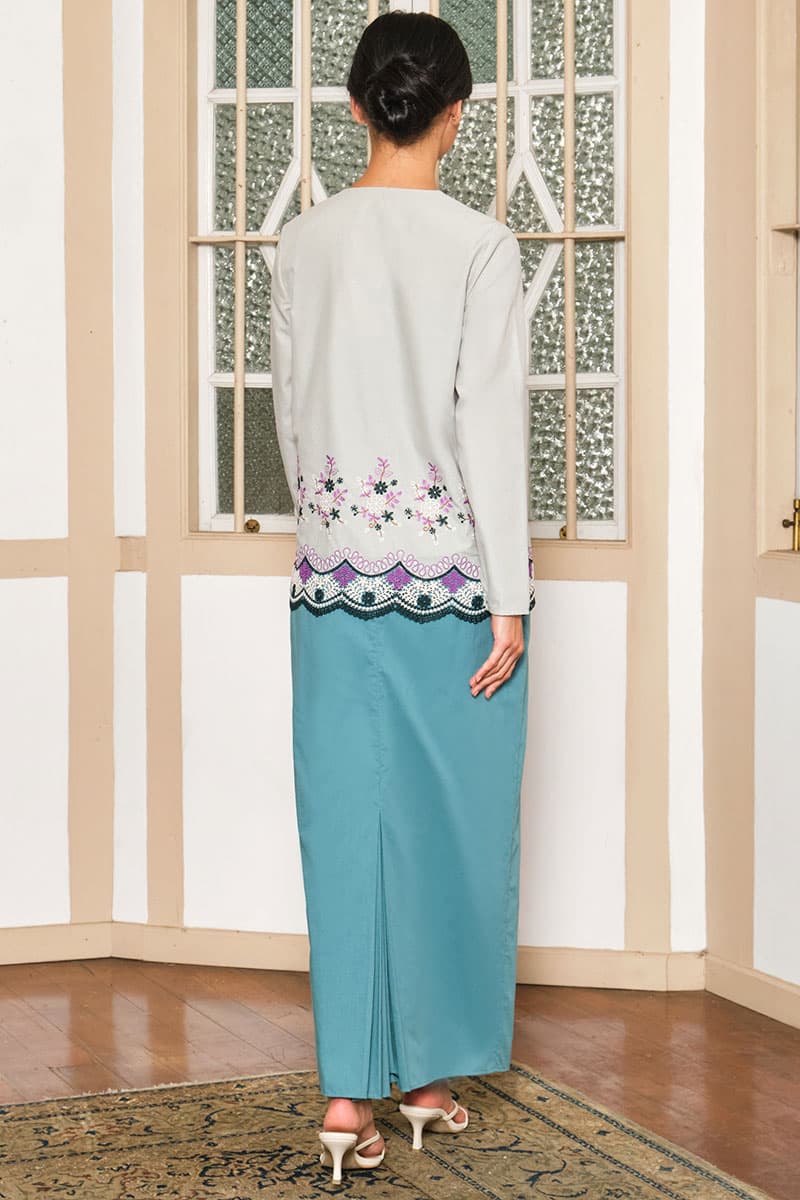 COTTON Salinda Blouse & Skirt - Ice Blue/Teal - Image 4