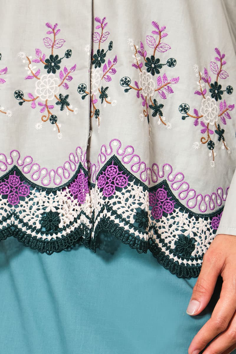 COTTON Salinda Blouse & Skirt - Ice Blue/Teal - Image 6