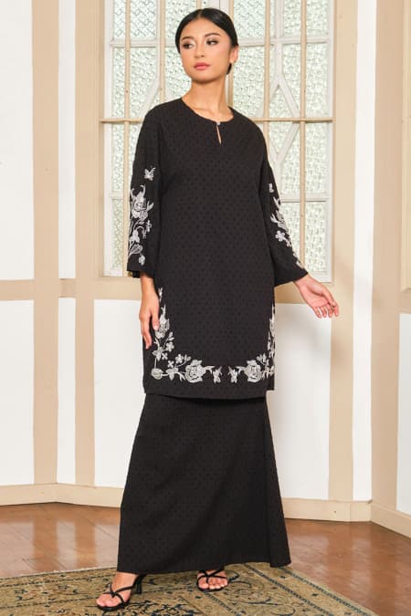 COTTON Solynda Blouse & Skirt - Black