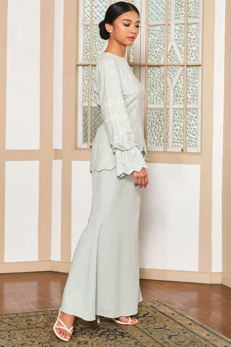 COTTON Tunas Blouse & Skirt - Pale Pistachio - Image 3