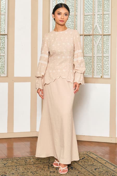 COTTON Tunas Blouse & Skirt - Sand