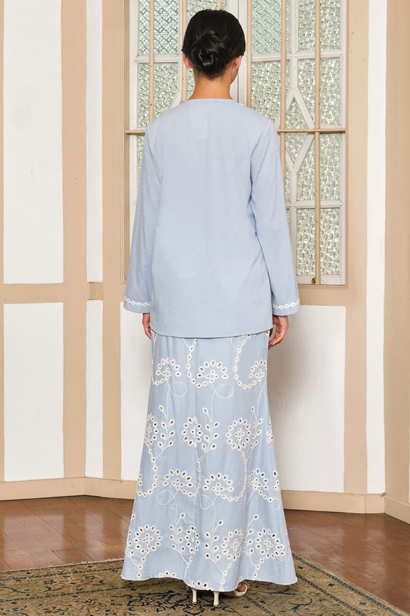 COTTON Tulira Blouse & Skirt - Powder Blue - Image 4