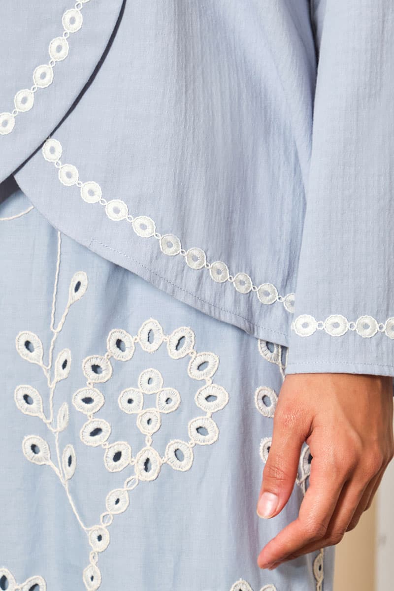 COTTON Tulira Blouse & Skirt - Powder Blue - Image 6