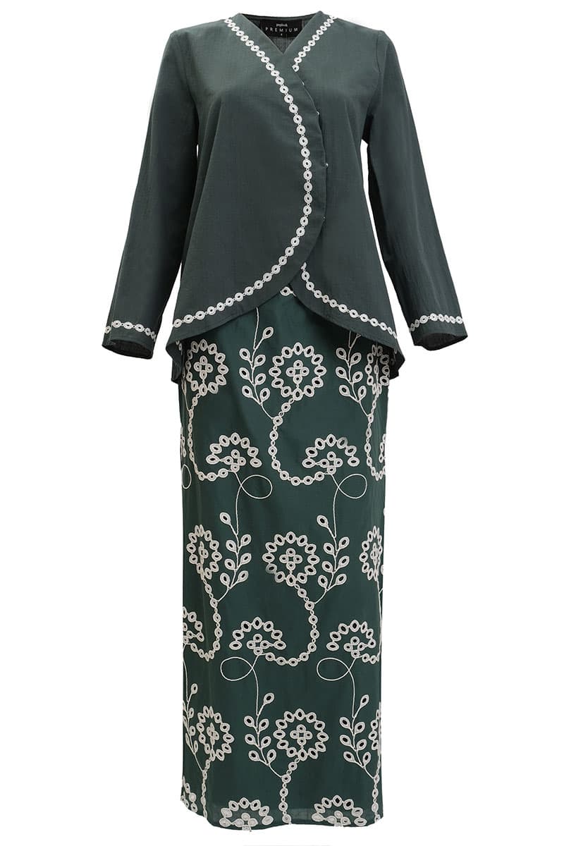 COTTON Tulira Blouse & Skirt - Forest Green - Image 2