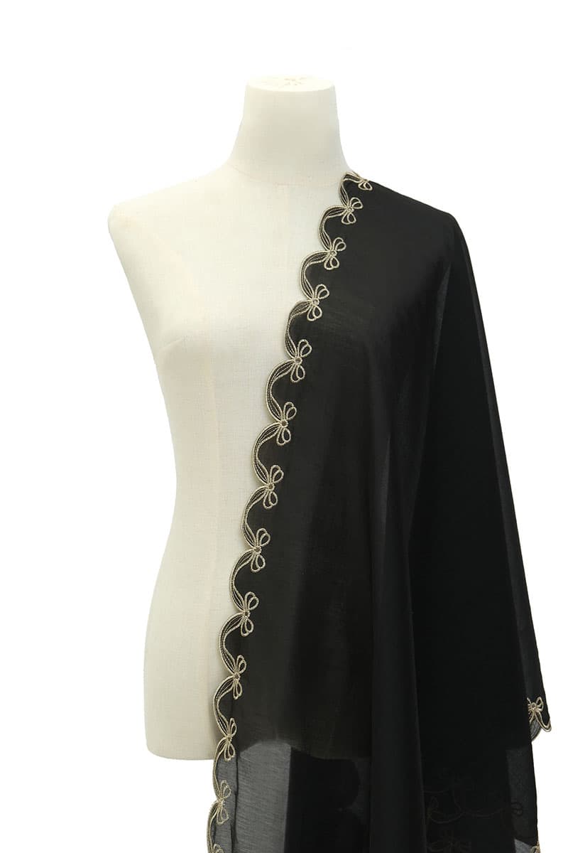 Arya Scallop Selendang - Black - Image 1