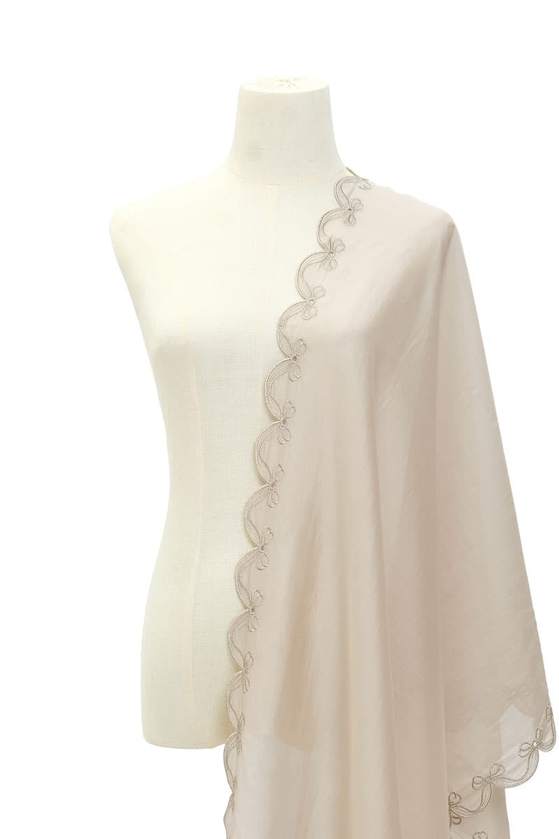 Arya Scallop Selendang - Ecru - Image 1