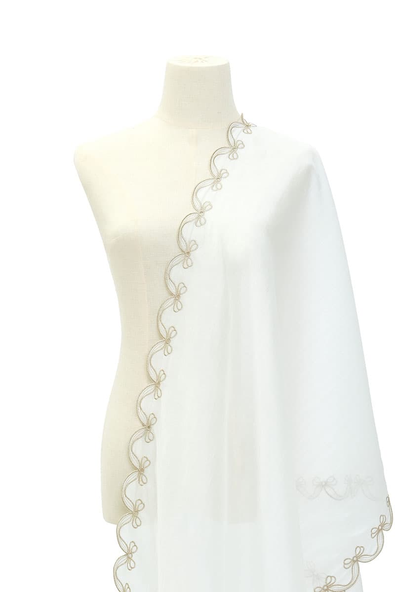 Arya Scallop Selendang - White - Image 1