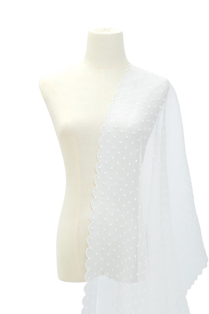 Anindya Scallop Selendang - White - Image 1