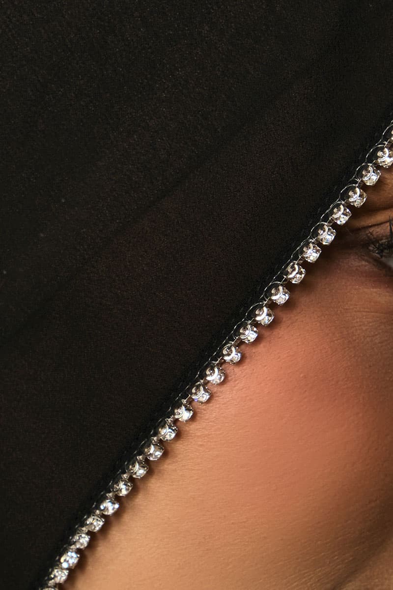 Camelya Beaded Chiffon Headscarf - Black - Image 3