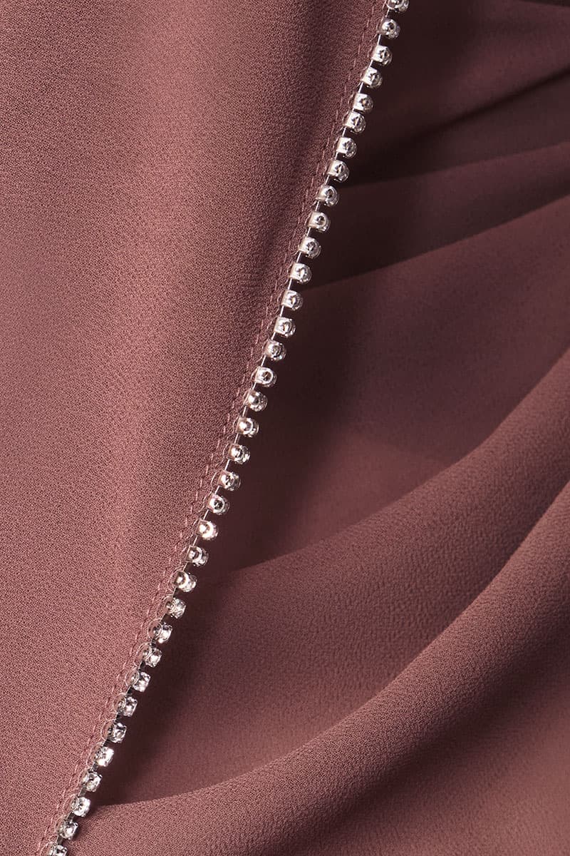 Camelya Beaded Chiffon Headscarf - Rose Brown - Image 3