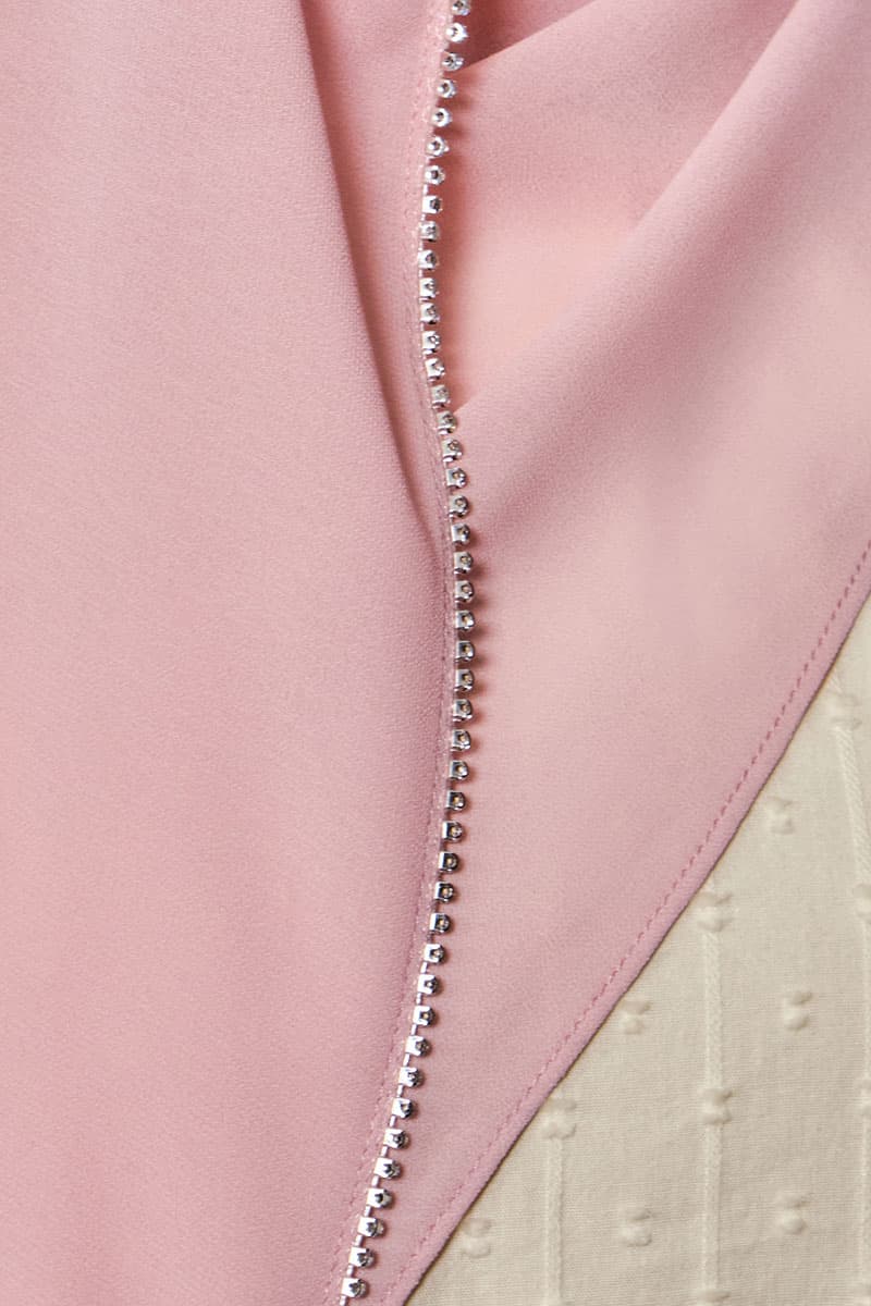 Camelya Beaded Chiffon Headscarf - Dusty Pink - Image 3