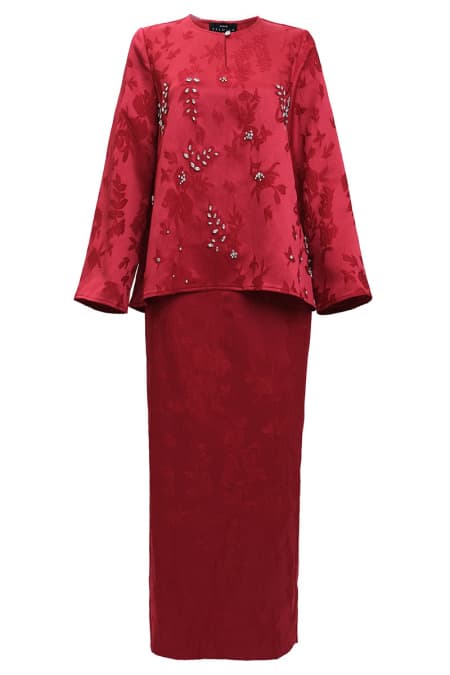 Jelita Blouse & Skirt - Deep Red
