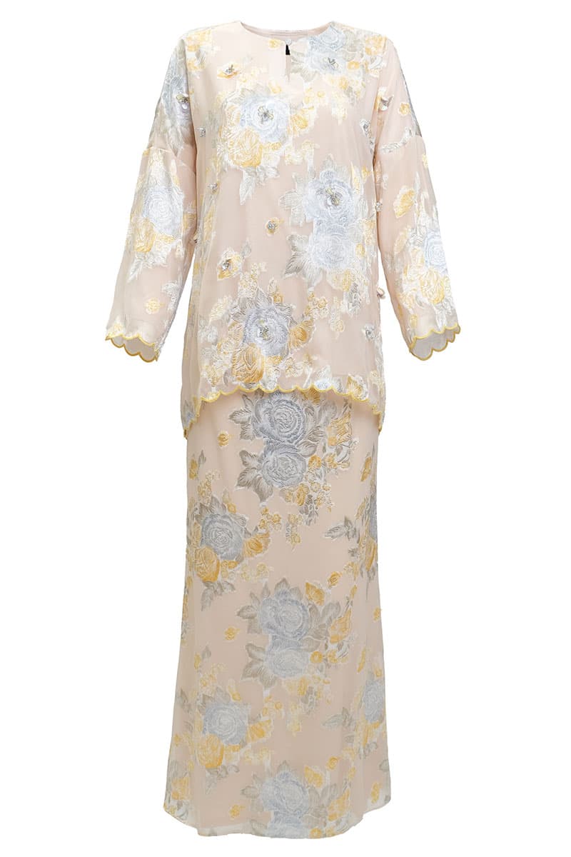 Gemalai Blouse & Skirt - Beige/Yellow Floral - Image 2