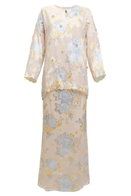 Gemalai Blouse & Skirt - Beige/Yellow Floral