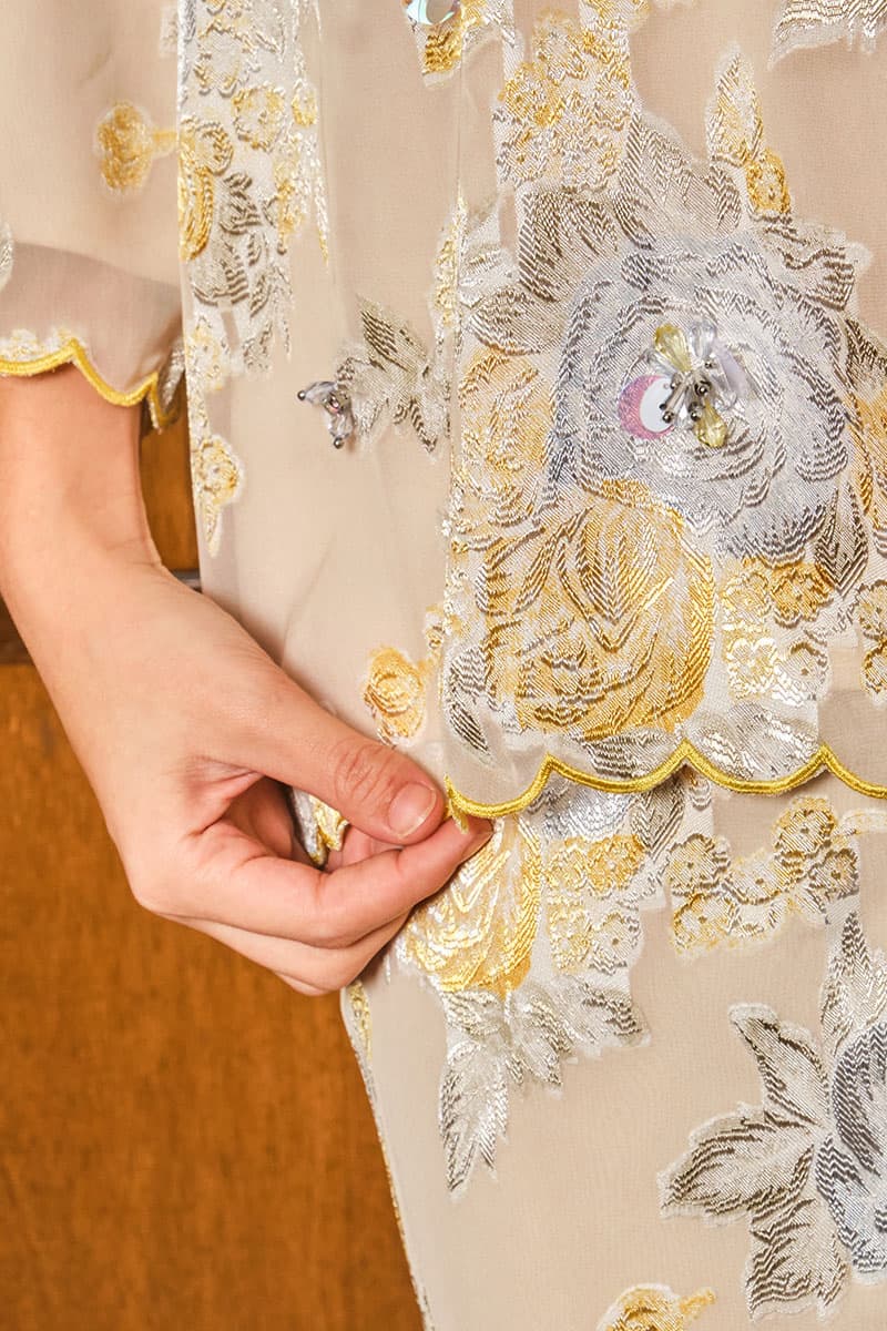 Gemalai Blouse & Skirt - Beige/Yellow Floral - Image 6