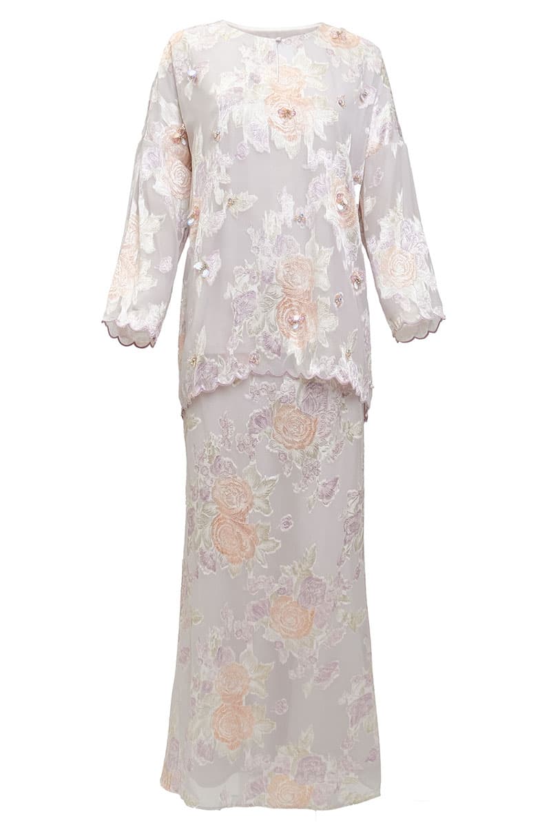 Gemalai Blouse & Skirt - Grey/Purple Floral - Image 2