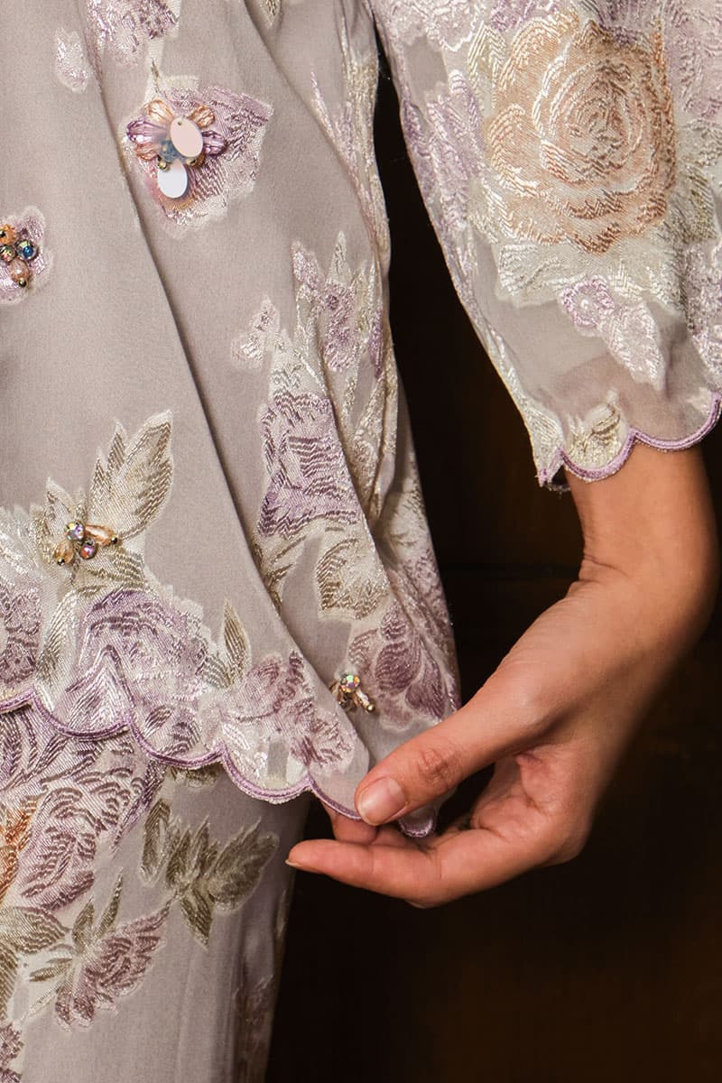 Gemalai Blouse & Skirt - Grey/Purple Floral - Image 6