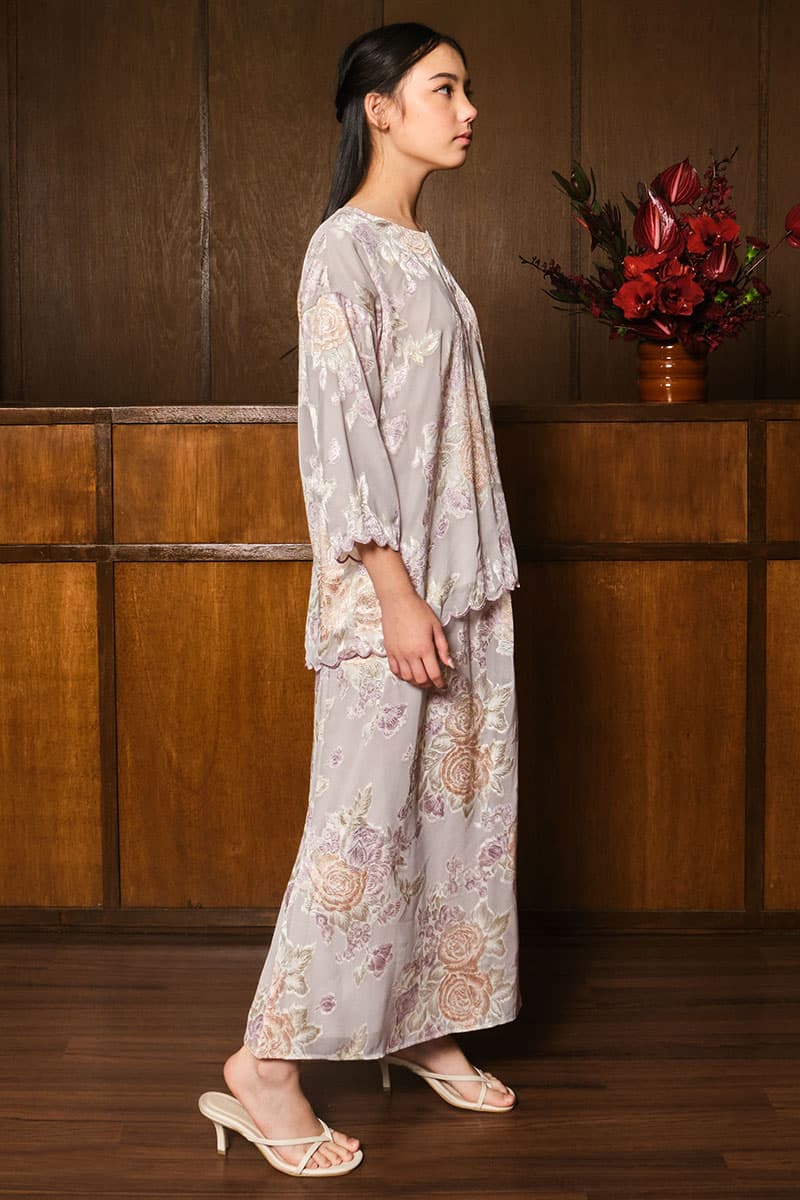 KIDS Gemalai Set - Grey/Purple Floral - Image 3