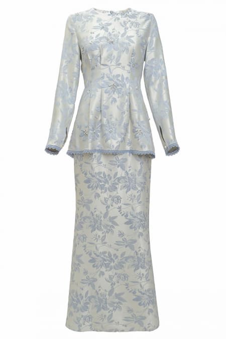 Aruna Blouse & Skirt - Silver/Blue