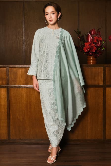 Chandera Blouse & Skirt - Ice Blue