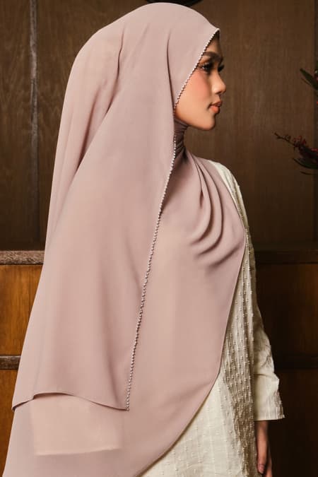 Runeeta Beaded Chiffon Headscarf - Sand