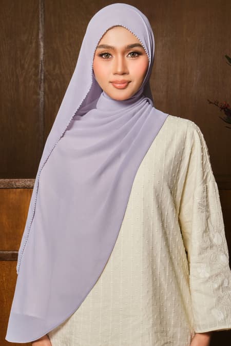 Runeeta Beaded Chiffon Headscarf - Dusty Lilac