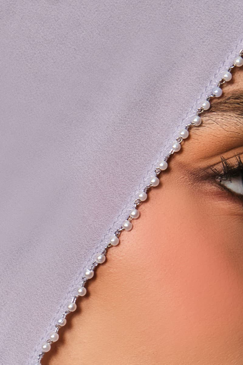 Runeeta Beaded Chiffon Headscarf - Dusty Lilac - Image 3