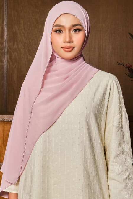 Runeeta Beaded Chiffon Headscarf - Primrose Pink