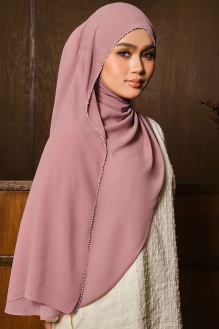 Runeeta Beaded Chiffon Headscarf - Clay