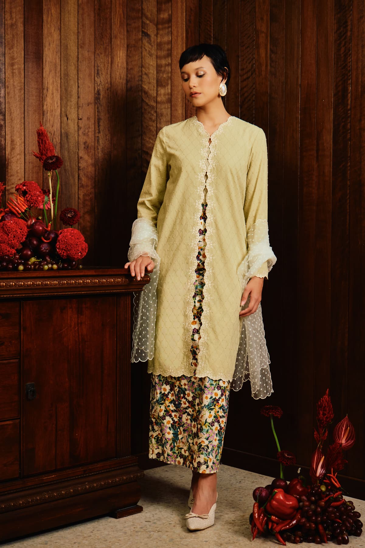 COTTON Bidasari Blouse & Skirt - Matcha/Multi Print - Image 7