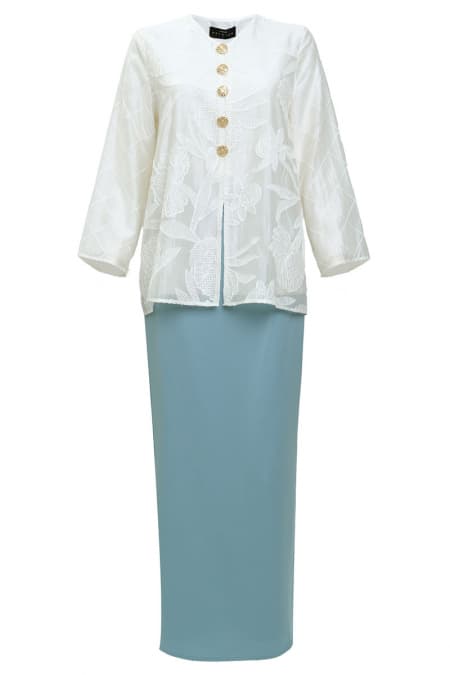 Sejinja Blouse & Skirt - Vanilla/Dusty Aqua